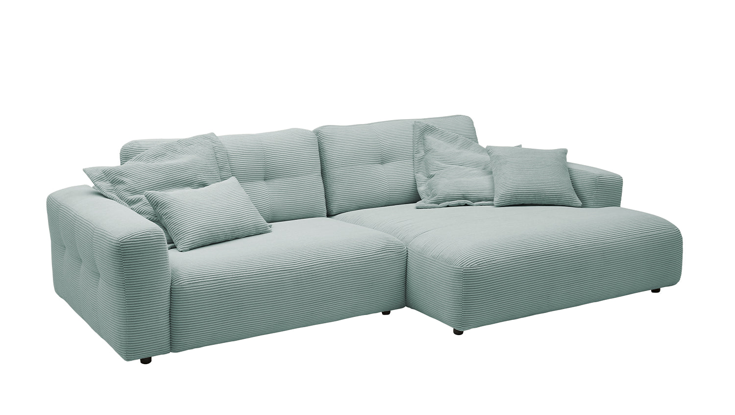 KAWOLA Sofa MIKA Ecksofa Cord hellblau