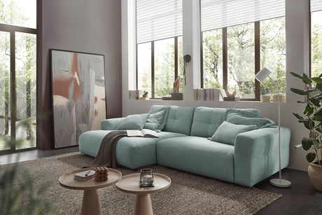 KAWOLA Sofa MIKA Ecksofa Cord hellblau, 276 x 167, Links