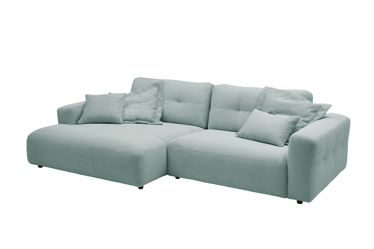 KAWOLA Sofa MIKA Ecksofa Cord hellblau
