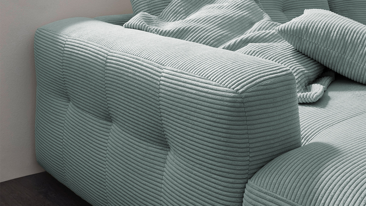 KAWOLA Sofa MIKA Ecksofa Cord hellblau