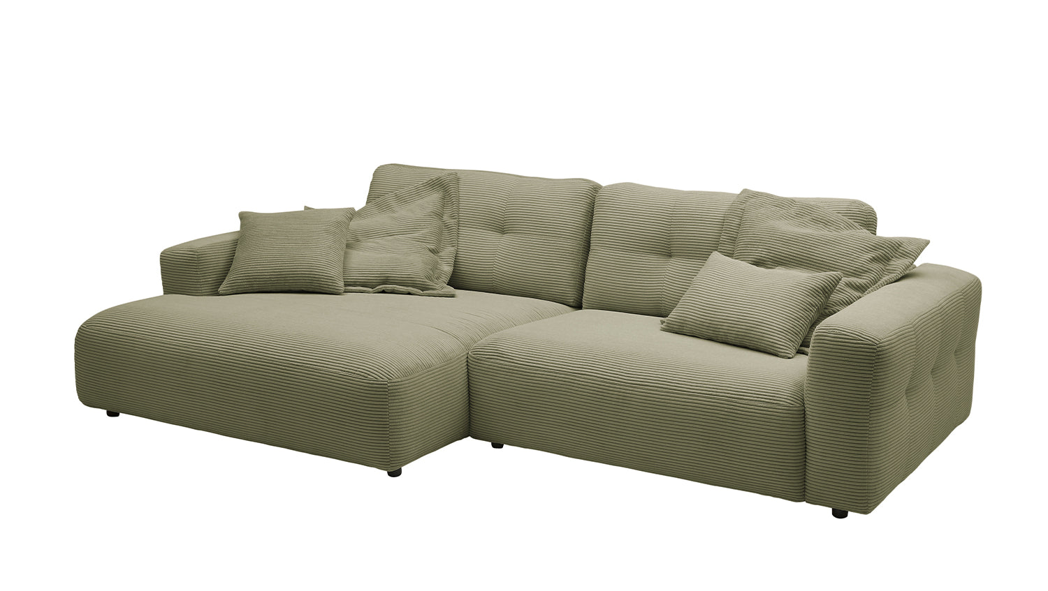KAWOLA Sofa MIKA Ecksofa Cord olivgrün