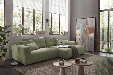 KAWOLA Sofa MIKA Ecksofa Cord olivgrün, 276 x 167, Rechts
