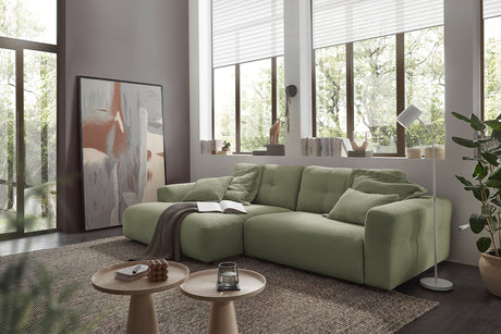 KAWOLA Sofa MIKA Ecksofa Cord olivgrün, 296 x 167, Links