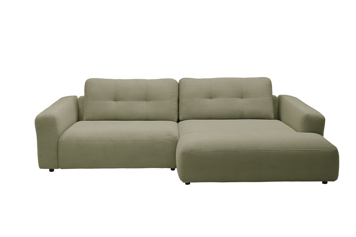 KAWOLA Sofa MIKA Ecksofa Cord olivgrün