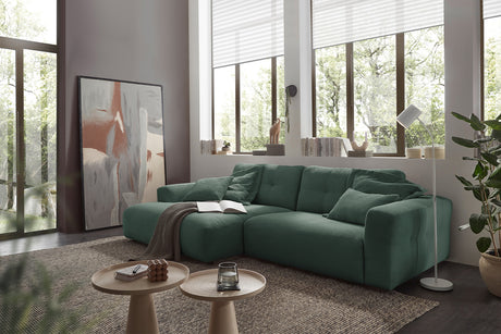 KAWOLA Sofa MIKA Ecksofa Cord smaragd, 276 x 167, Links