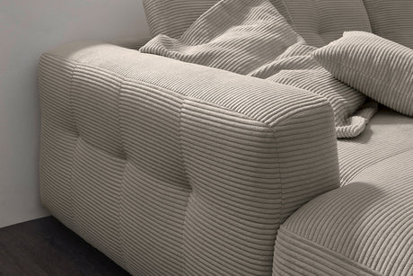KAWOLA Sofa MIKA Ecksofa Cord steingrau