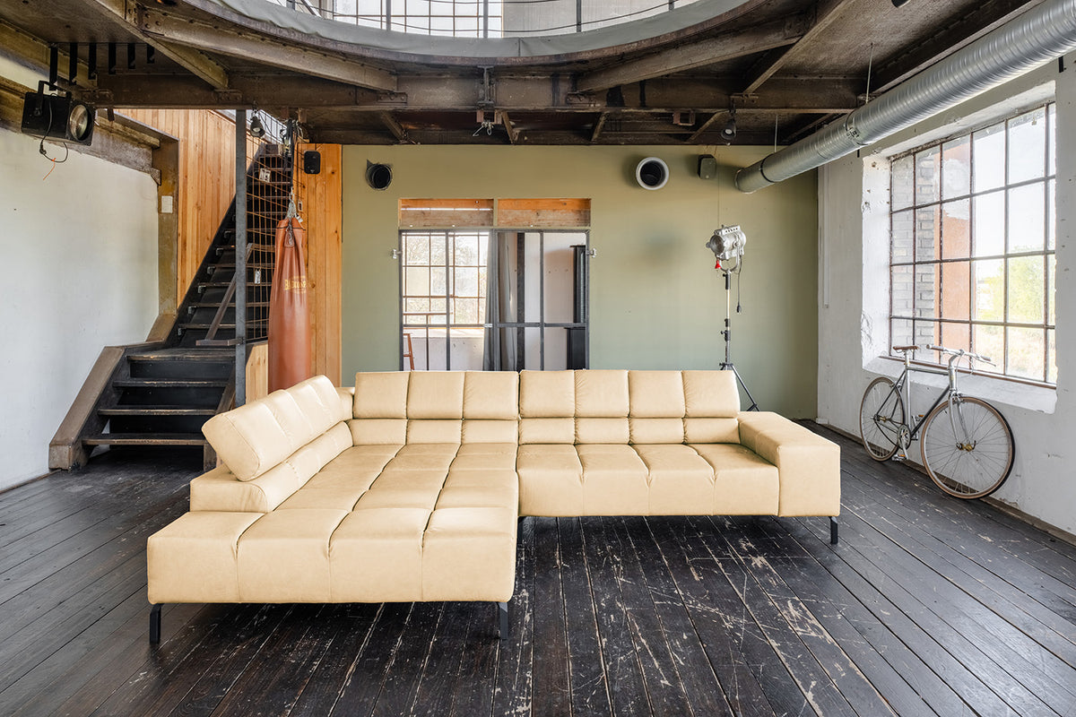 KAWOLA Sofa NELSON Ecksofa Leder beige