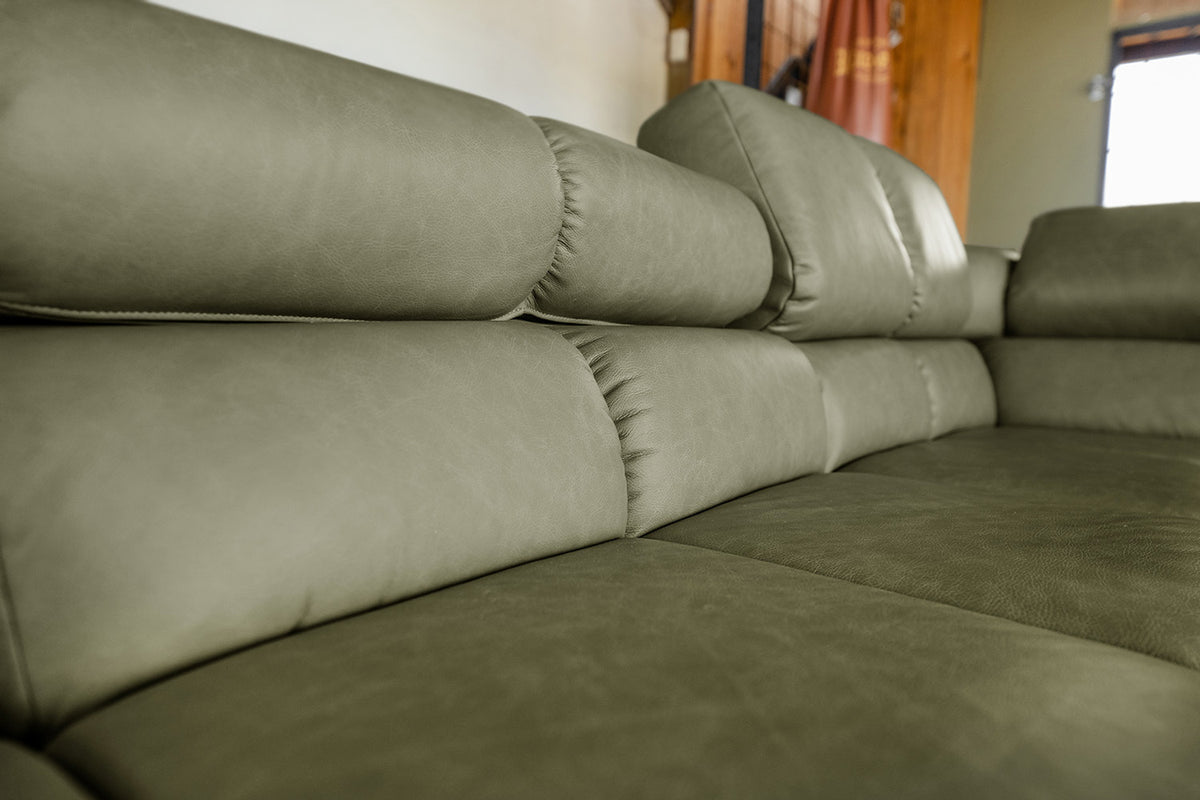 KAWOLA Sofa NELSON Ecksofa Leder olivgrün