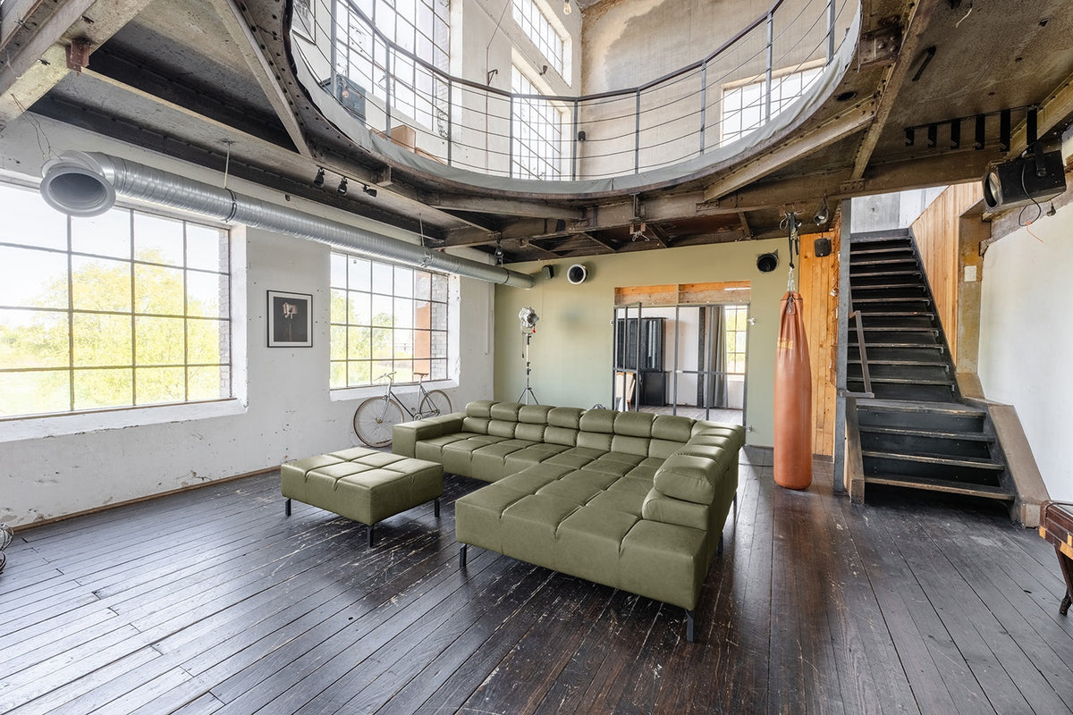 KAWOLA Sofa NELSON Ecksofa Leder olivgrün