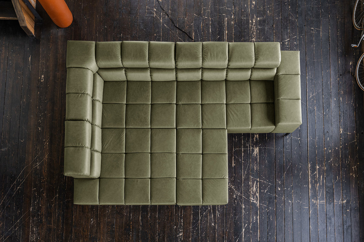 KAWOLA Sofa NELSON Ecksofa Leder olivgrün