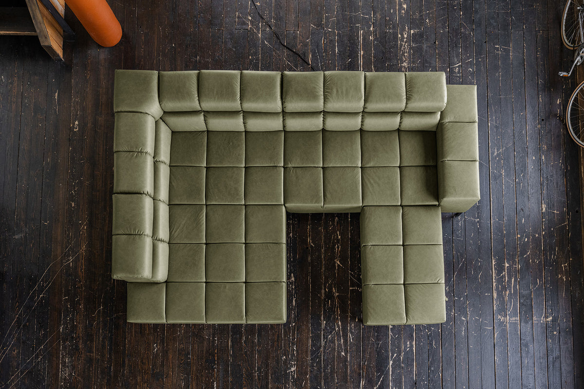 KAWOLA Sofa NELSON Ecksofa Leder olivgrün
