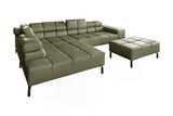 KAWOLA Sofa NELSON Ecksofa Leder olivgrün