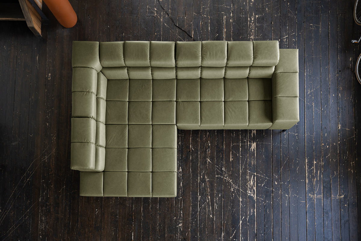 KAWOLA Sofa NELSON Ecksofa Leder olivgrün