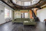 KAWOLA Sofa NELSON Ecksofa Leder olivgrün