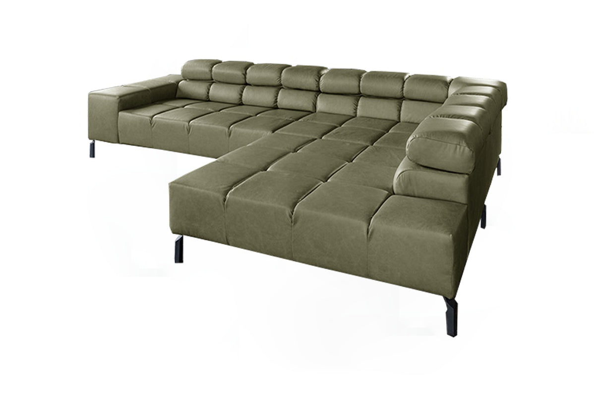 KAWOLA Sofa NELSON Ecksofa Leder olivgrün