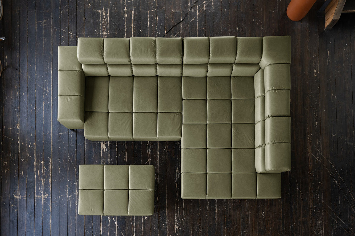 KAWOLA Sofa NELSON Ecksofa Leder olivgrün