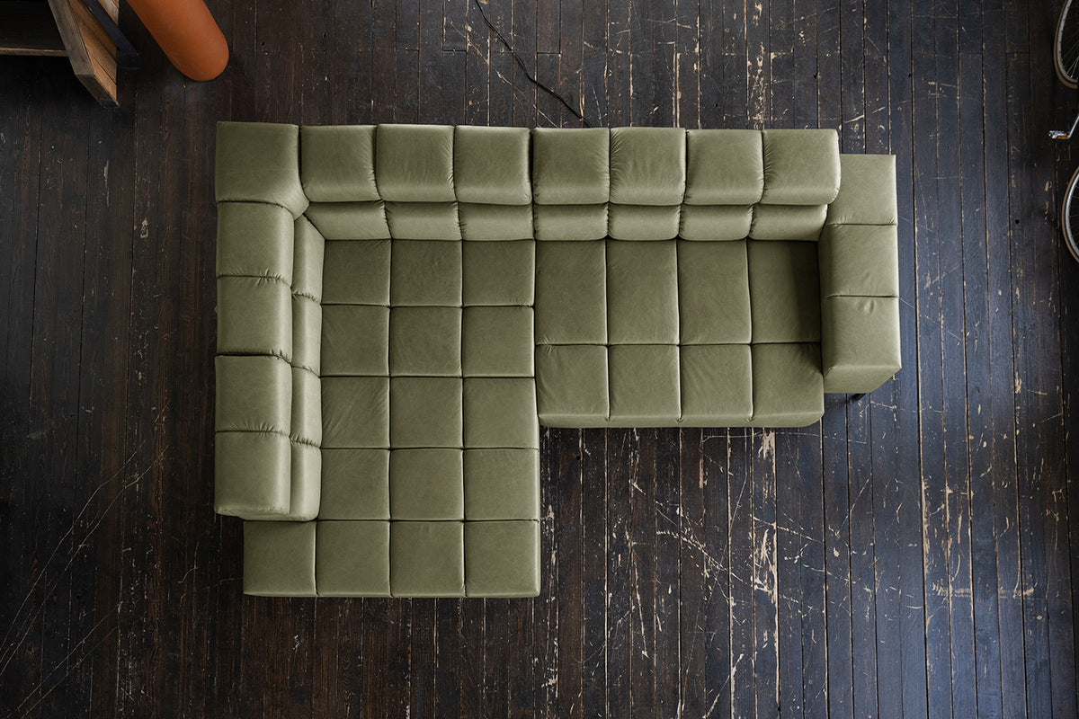 KAWOLA Sofa NELSON Ecksofa Leder olivgrün