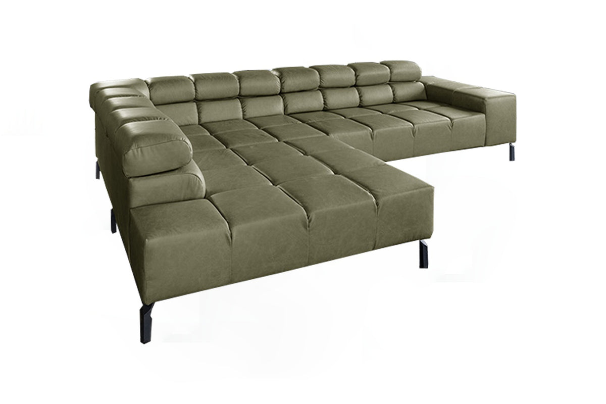KAWOLA Sofa NELSON Ecksofa Leder olivgrün