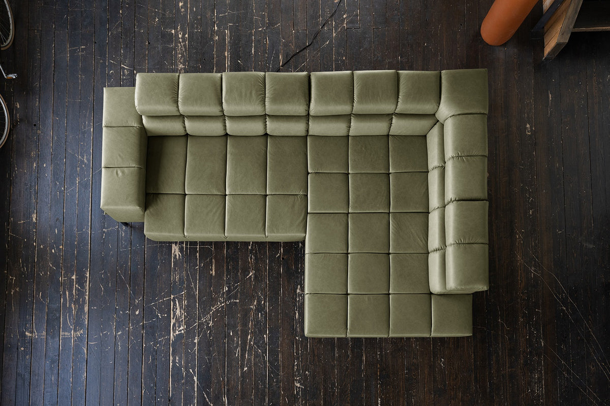 KAWOLA Sofa NELSON Ecksofa Leder olivgrün