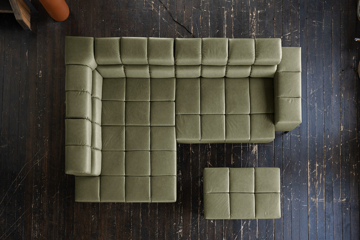 KAWOLA Sofa NELSON Ecksofa Leder olivgrün
