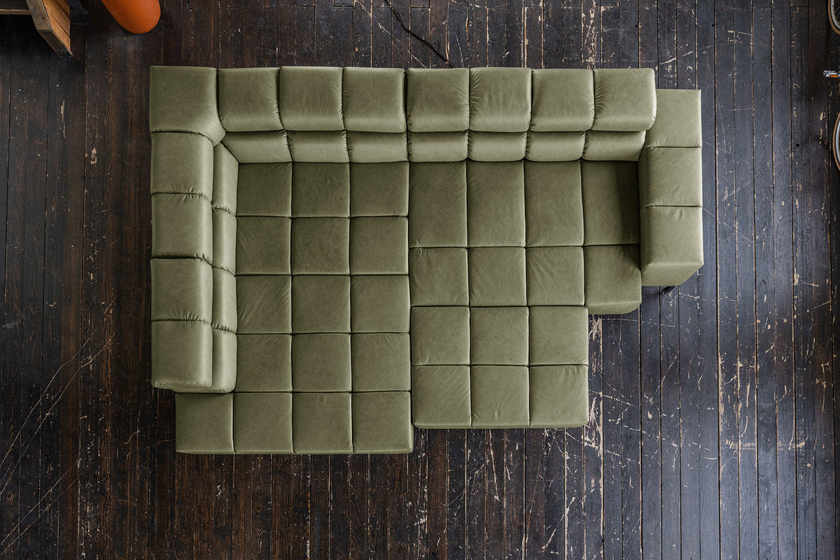KAWOLA Sofa NELSON Ecksofa Leder olivgrün