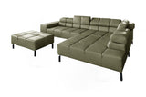 KAWOLA Sofa NELSON Ecksofa Leder olivgrün