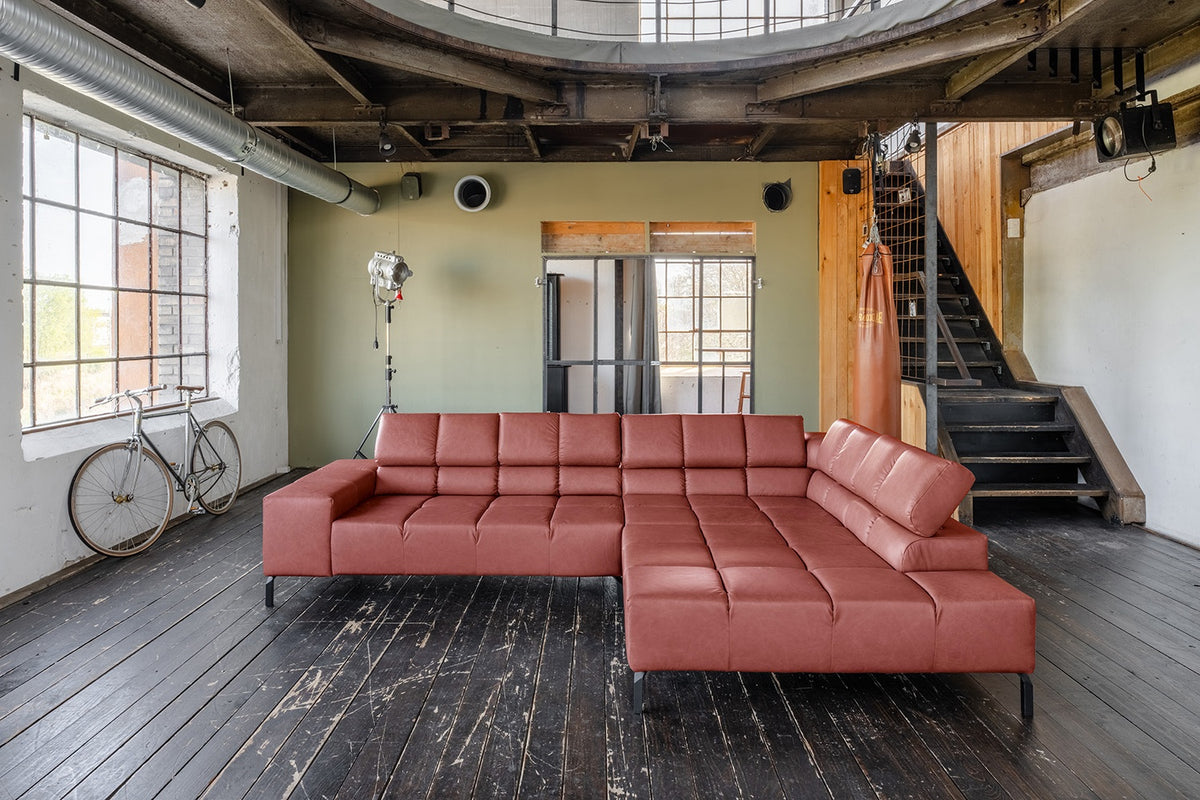 KAWOLA Sofa NELSON Ecksofa Leder rot