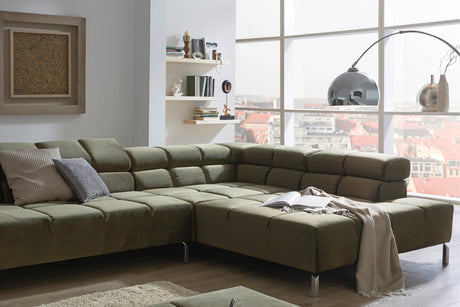 KAWOLA Sofa NELSON Ecksofa Velvet olivgrün