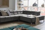 KAWOLA Sofa NELSON Ecksofa Velvet stone