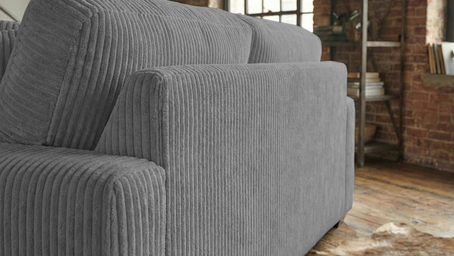 KAWOLA Sofa NETTA 3-Sitzer Bezug abziehbar Cord grau