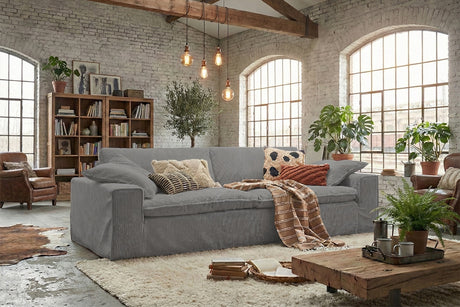 KAWOLA Sofa NETTA 3-Sitzer Bezug abziehbar Cord grau, 3-Sitzer