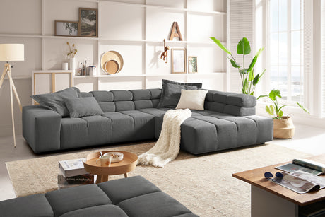 KAWOLA Sofa NEVADA Ecksofa Feincord anthrazit, Rechts, Ohne Komfortfunktion