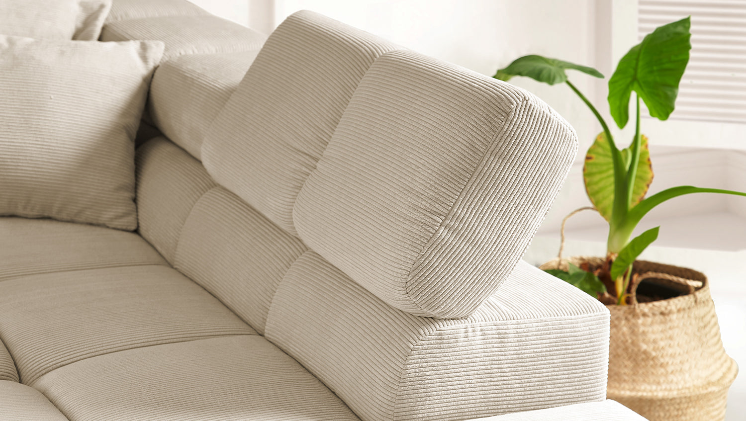 KAWOLA Sofa NEVADA Ecksofa Feincord beige