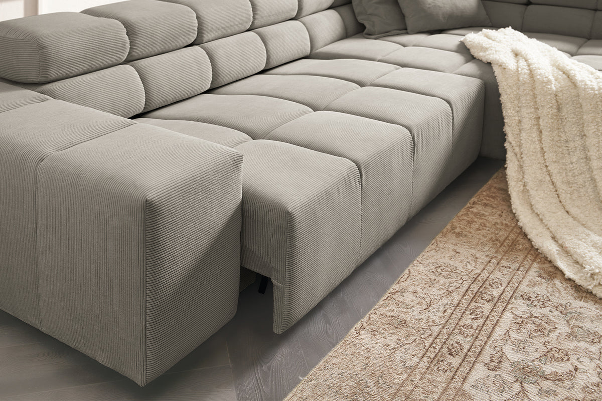 KAWOLA Sofa NEVADA Ecksofa Feincord grau