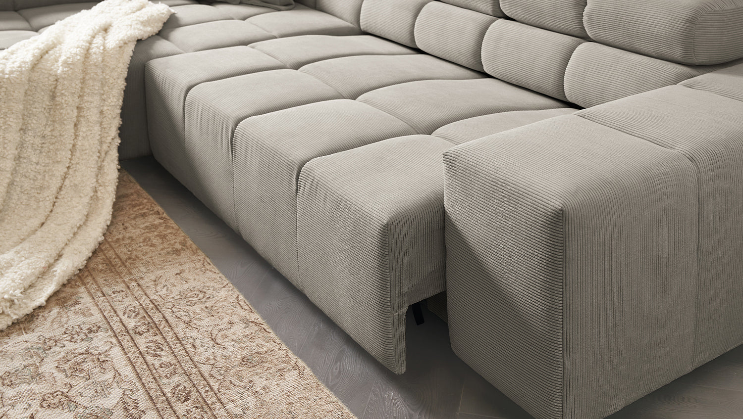 KAWOLA Sofa NEVADA Ecksofa Feincord grau