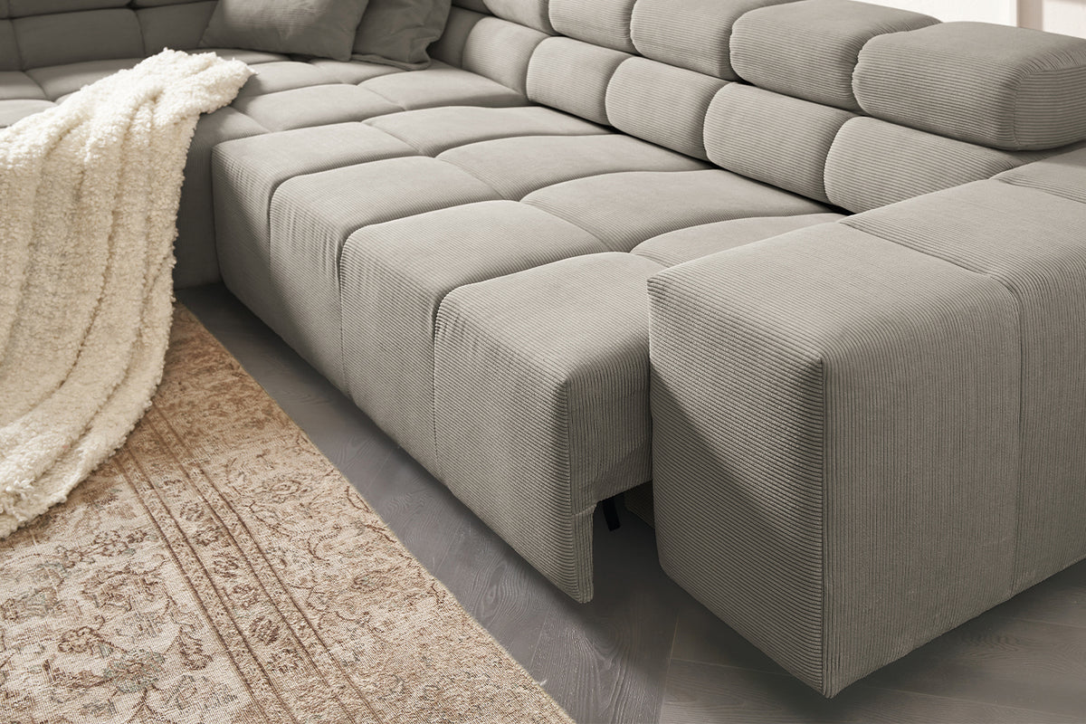 KAWOLA Sofa NEVADA Ecksofa Feincord grau