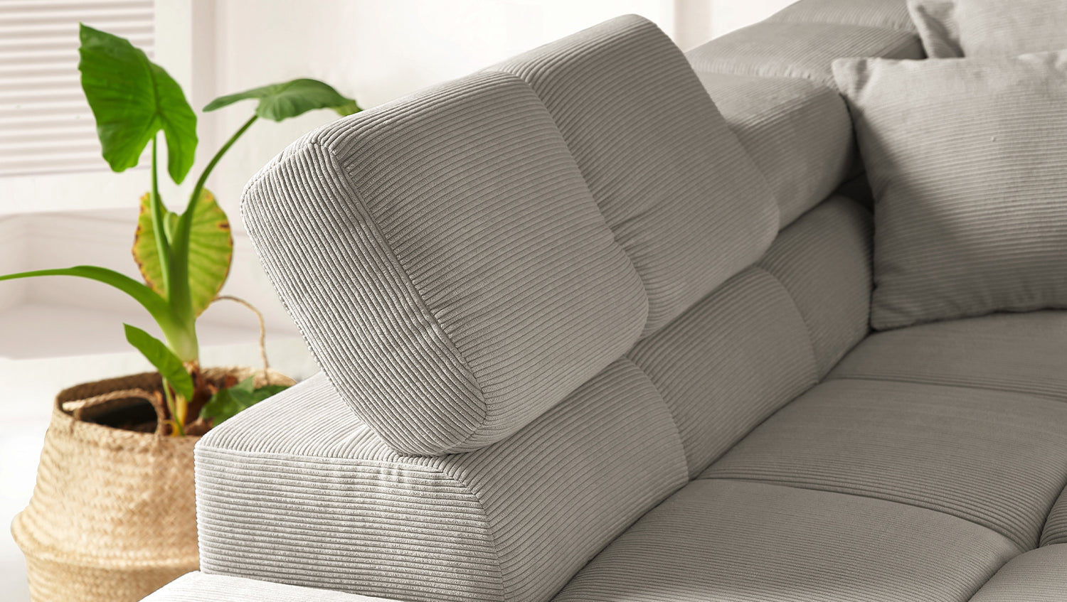 KAWOLA Sofa NEVADA Ecksofa Feincord grau