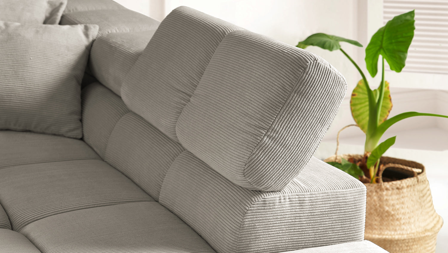 KAWOLA Sofa NEVADA Ecksofa Feincord grau