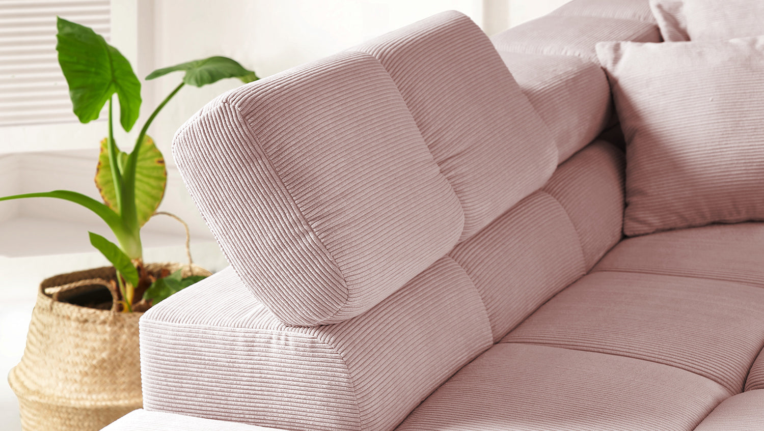KAWOLA Sofa NEVADA Ecksofa Feincord rosa
