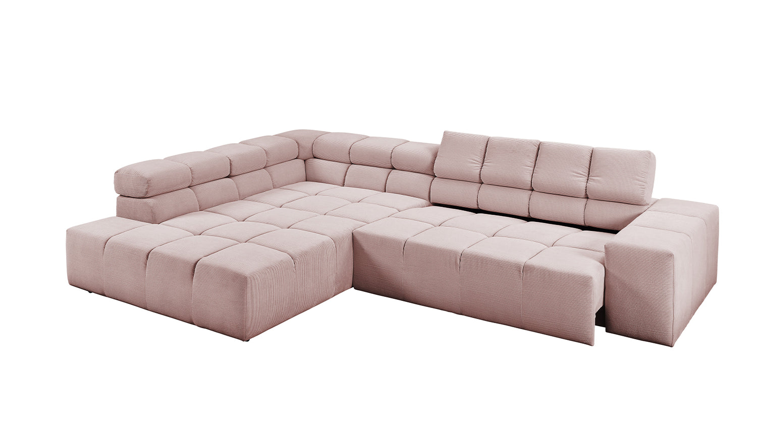 KAWOLA Sofa NEVADA Ecksofa Feincord rosa