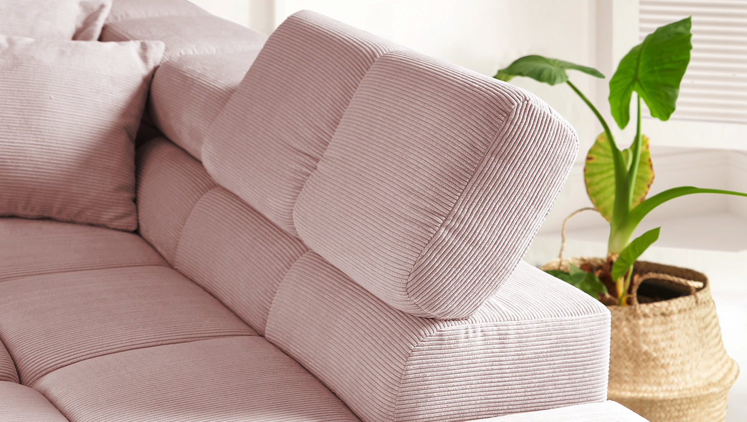 KAWOLA Sofa NEVADA Ecksofa Feincord rosa