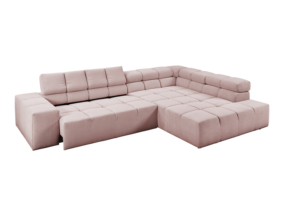 KAWOLA Sofa NEVADA Ecksofa Feincord rosa