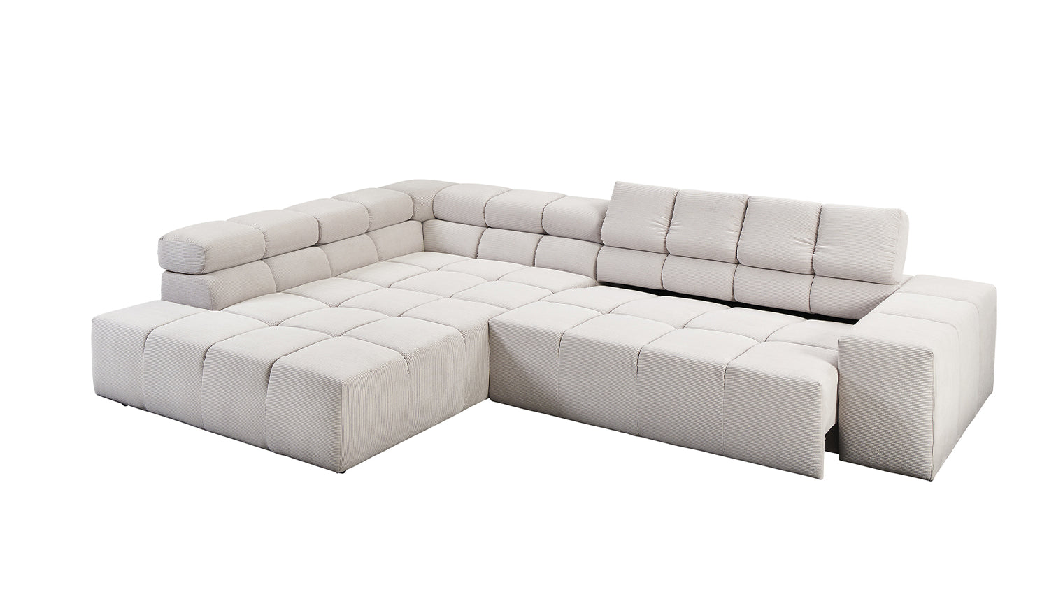KAWOLA Sofa NEVADA Ecksofa Feincord silber