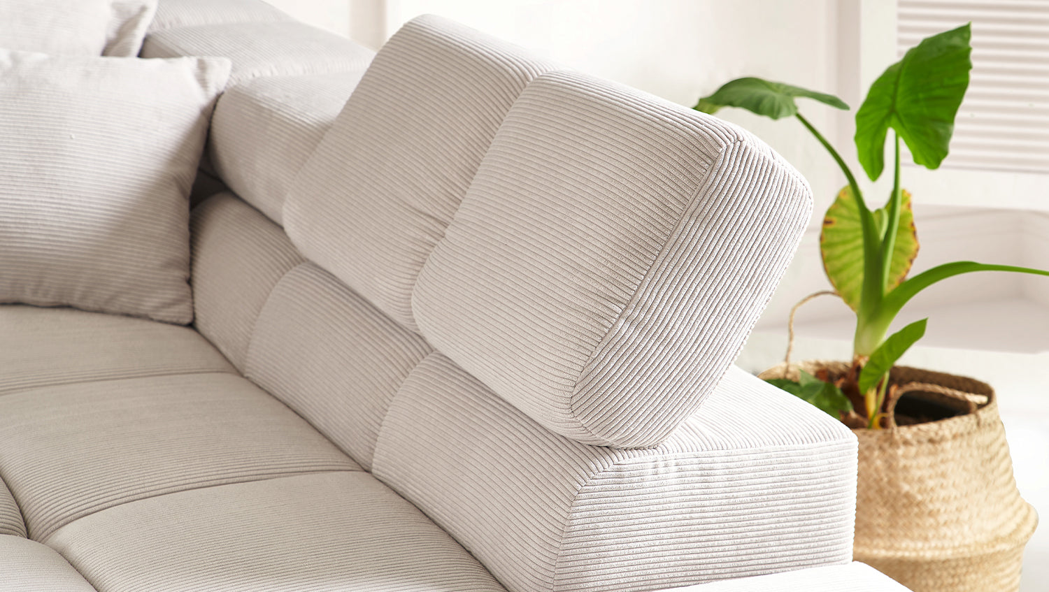 KAWOLA Sofa NEVADA Ecksofa Feincord silber