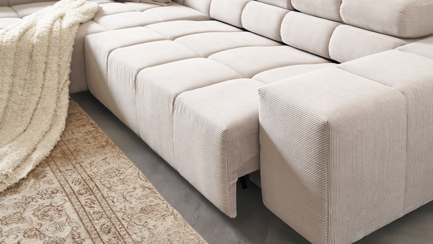 KAWOLA Sofa NEVADA Ecksofa Feincord silber