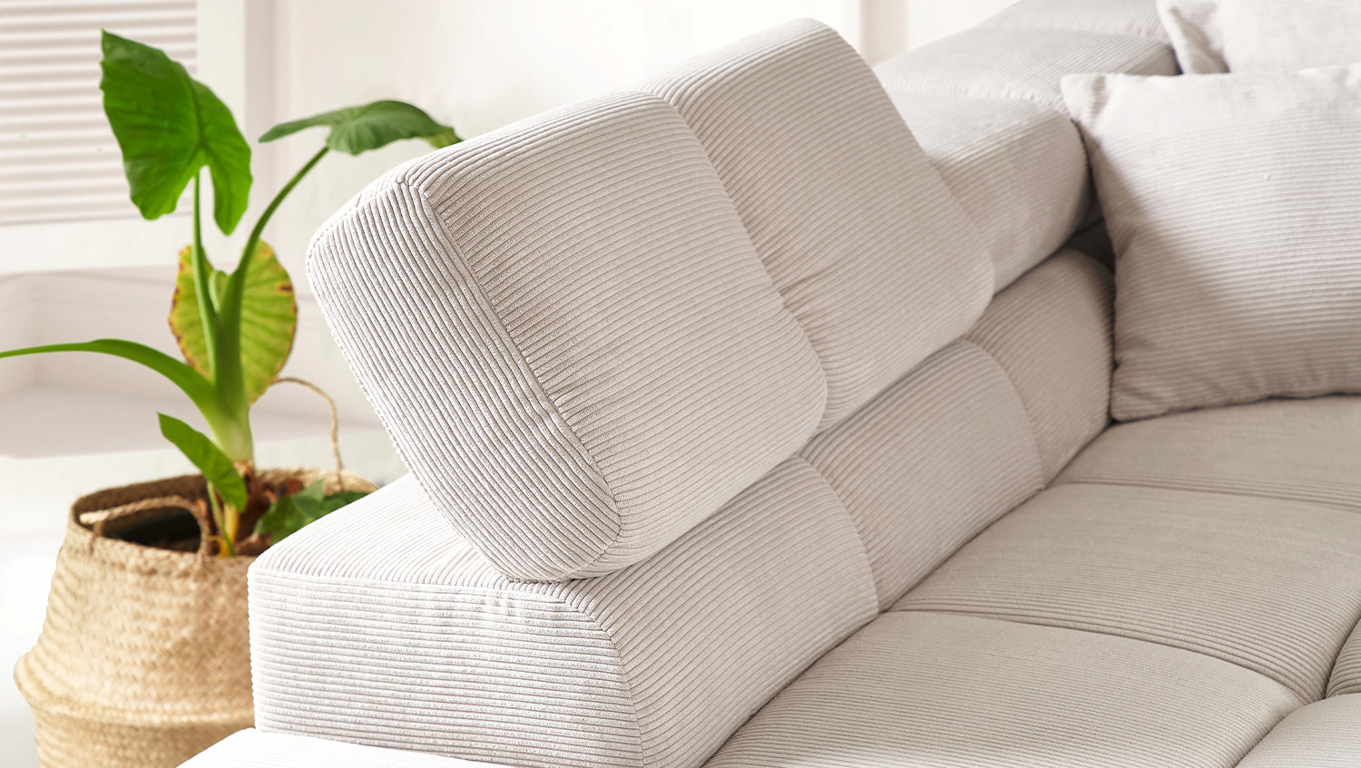 KAWOLA Sofa NEVADA Ecksofa Feincord silber