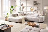 KAWOLA Sofa NEVADA Ecksofa Feincord silber, Links, Relaxfunktion