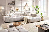 KAWOLA Sofa NEVADA Ecksofa Feincord silber, Rechts, Relaxfunktion