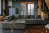 KAWOLA Sofa NEVADA Ecksofa Velvet grau, Links, Ohne Komfortfunktion