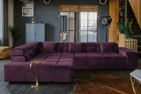 KAWOLA Sofa NEVADA Ecksofa Velvet purple, Links, Ohne Komfortfunktion